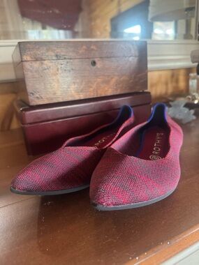Rothy's Women's Pointed Knit Flats in Red and Blue